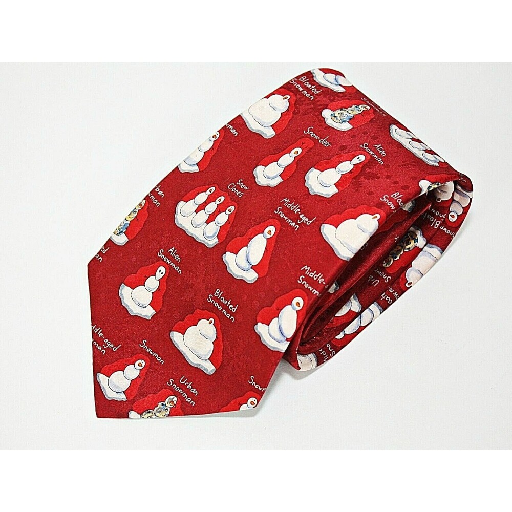 American Greetings Christmas silk necktie red snowmen 59" from local estate
